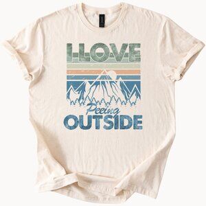 Peeing Outside Shirt Funny Nature Lover Tee Graphic Top